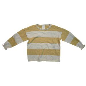 Little Co. By Lauren Conrad Yellow & White Striped Sweater 4T 100% Cotton Crew N